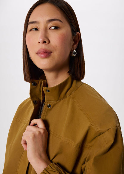 Neutral Wax Coated Bomber Jacket