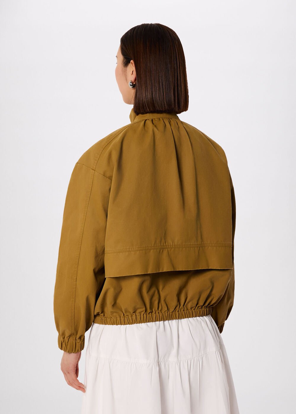 Neutral Wax Coated Bomber Jacket