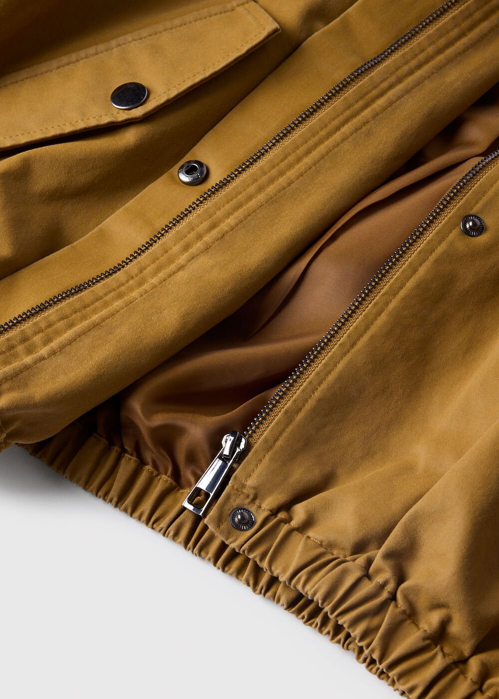Neutral Wax Coated Bomber Jacket