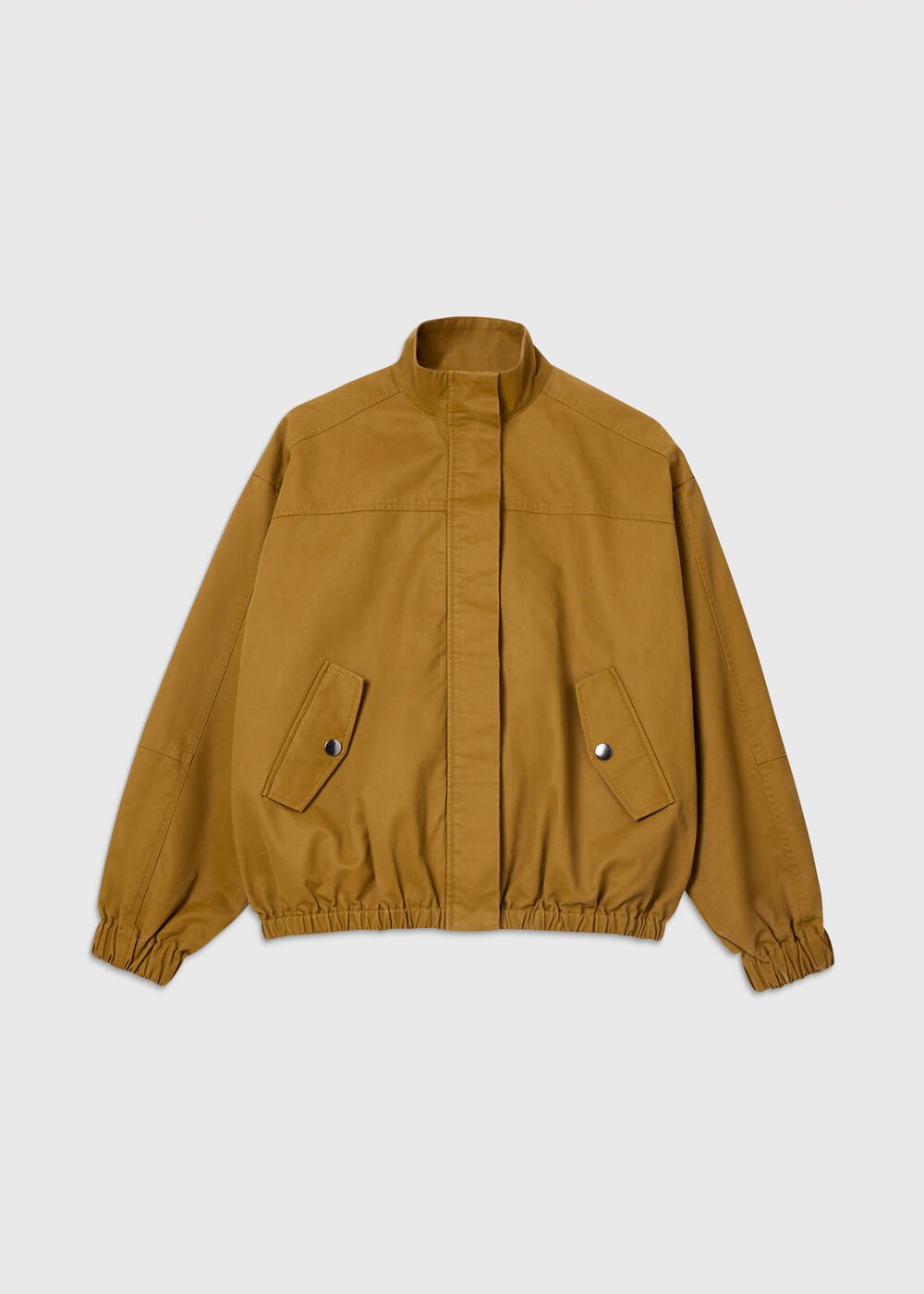 Neutral Wax Coated Bomber Jacket