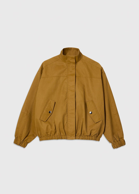 Neutral Wax Coated Bomber Jacket
