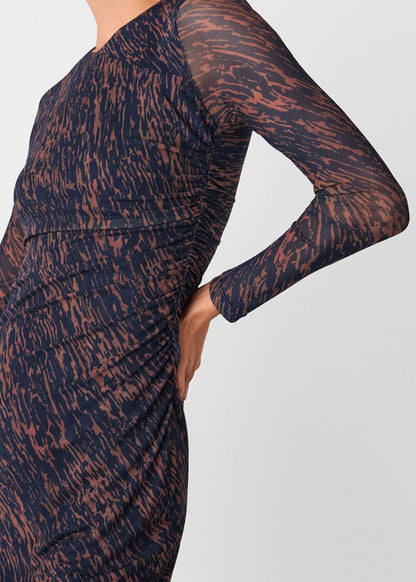 Navy/Multi Abstract Marks Mesh Dress