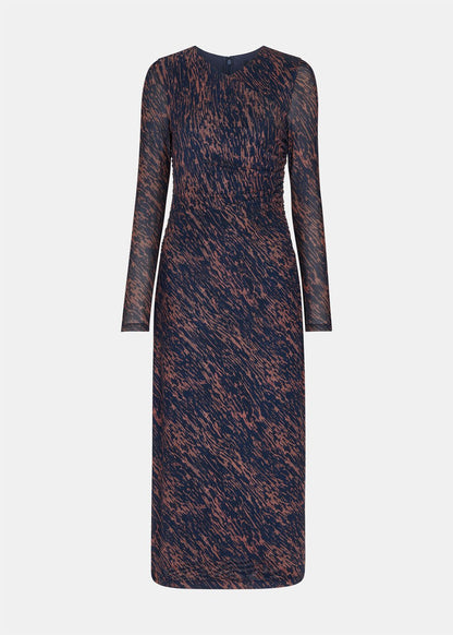 Navy/Multi Abstract Marks Mesh Dress
