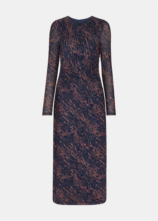Navy/Multi Abstract Marks Mesh Dress