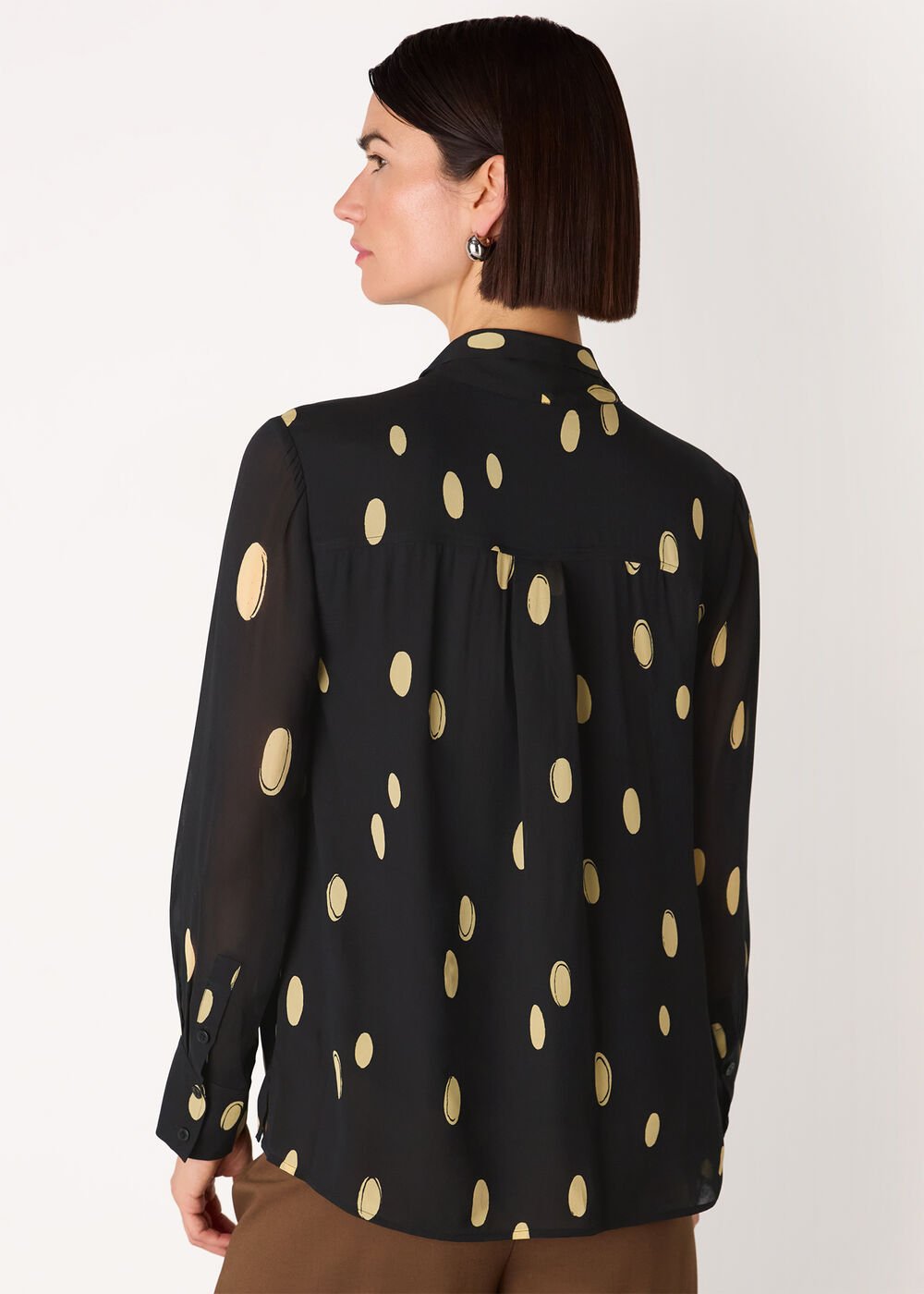 Black/Multi Abstract Spot Ruffle Blouse