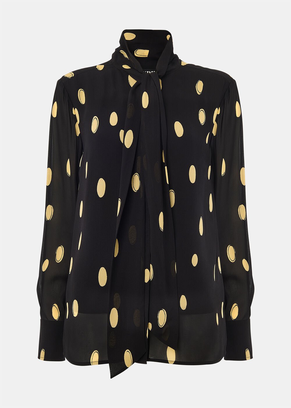Black/Multi Abstract Spot Ruffle Blouse