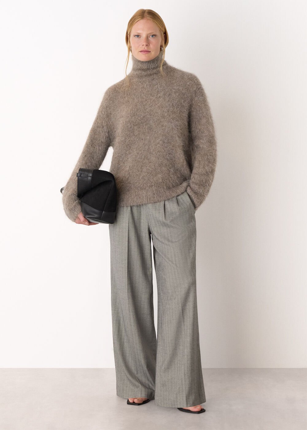 Neutral Alpaca Blend Funnel Knit