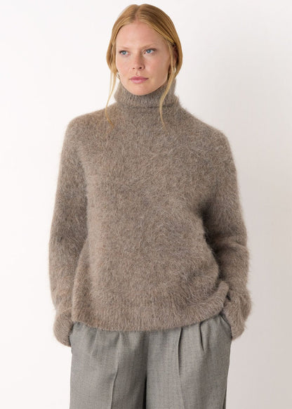 Neutral Alpaca Blend Funnel Knit