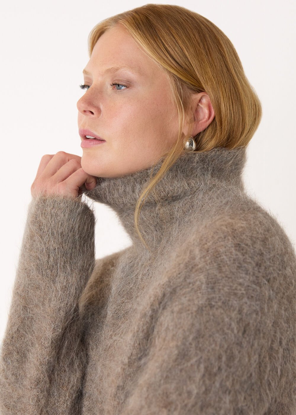 Neutral Alpaca Blend Funnel Knit