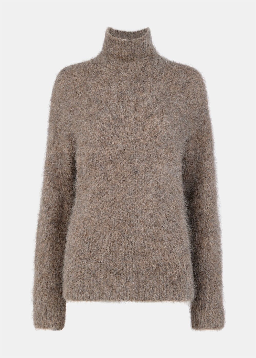 Neutral Alpaca Blend Funnel Knit