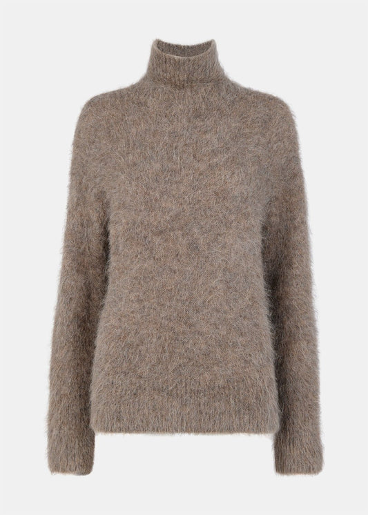 Neutral Alpaca Blend Funnel Knit