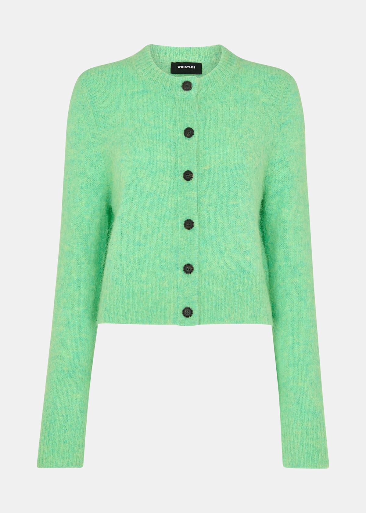 Green Alpaca Crew Neck Cardigan