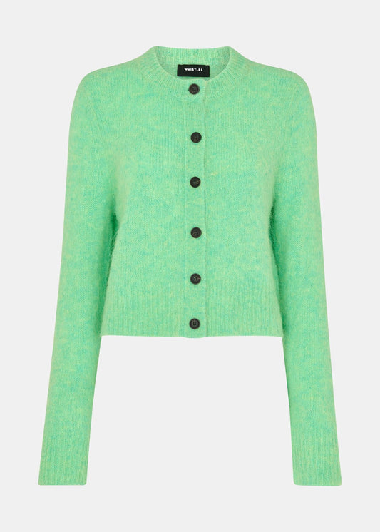 Green Alpaca Crew Neck Cardigan