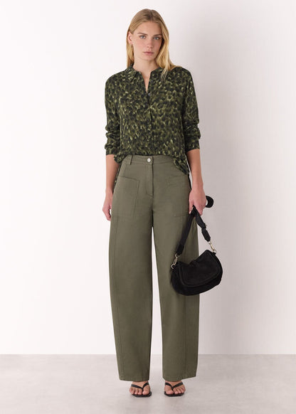 Green/Multi Animal Print Collared Shirt