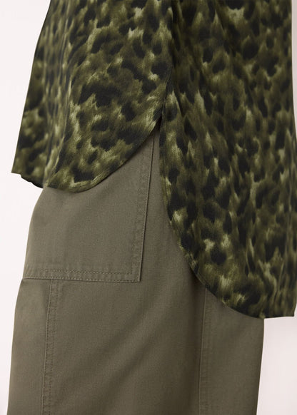 Green/Multi Animal Print Collared Shirt