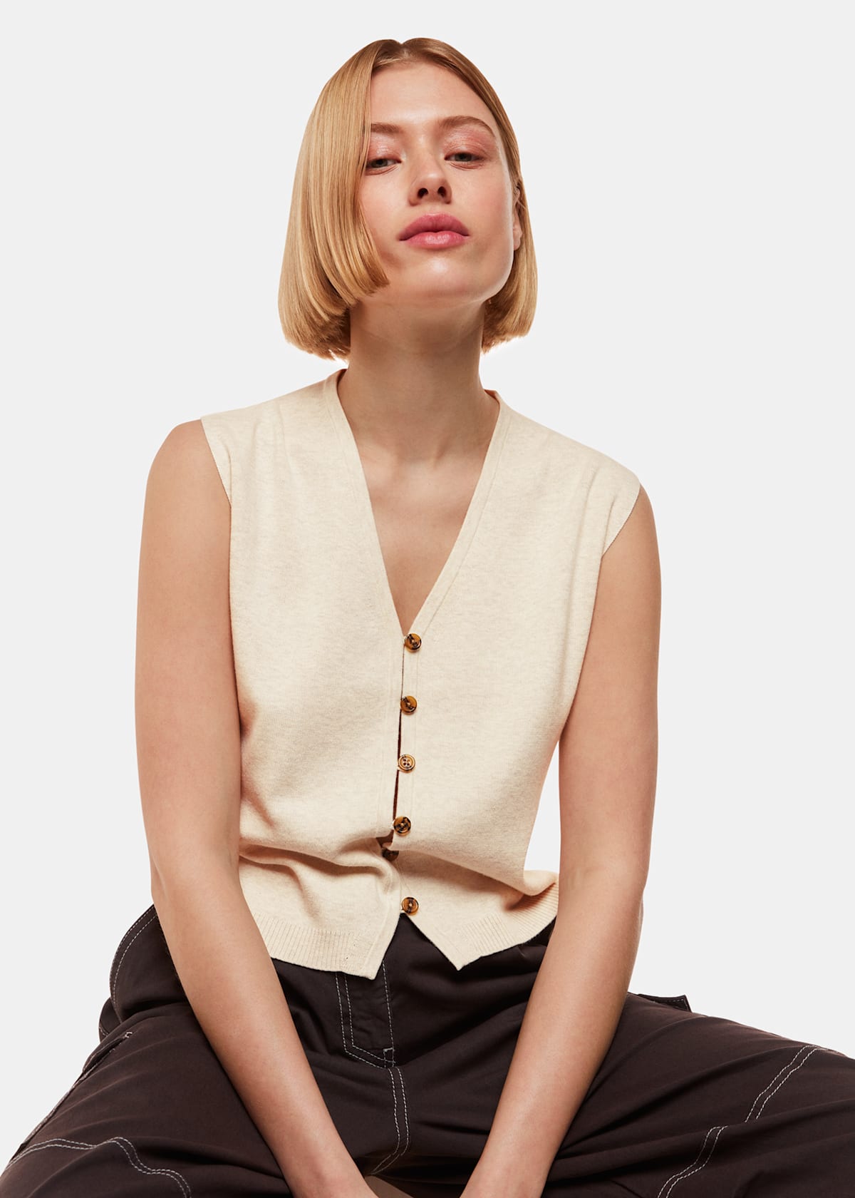Oatmeal Bailey Button Through Tank
