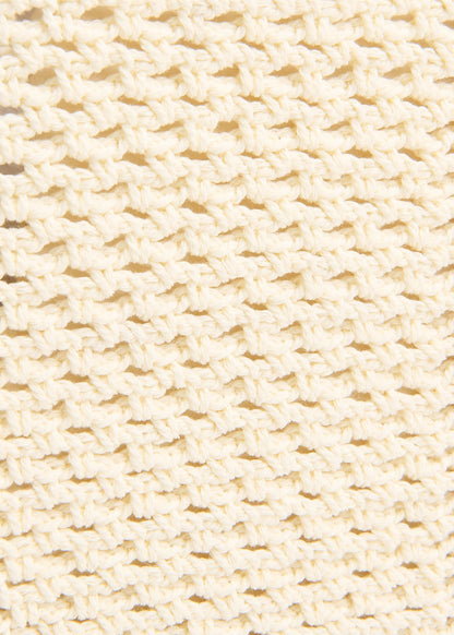 Cream Bamboo Handle Crochet Bag