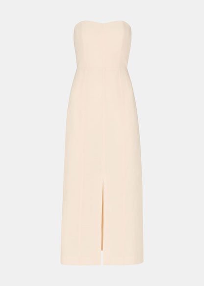Neutral Bandeau Linen Blend Dress
