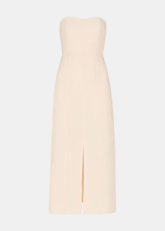 Neutral Bandeau Linen Blend Dress