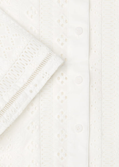 White Broderie Cotton Shirt