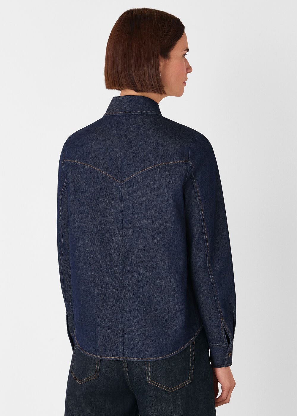 Dark Denim Button Detail Cotton Shirt