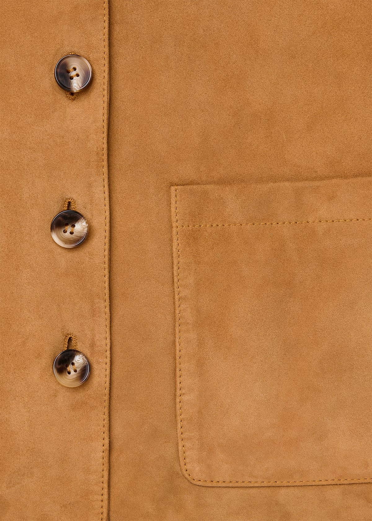 Camel Button Front Suede Jacket