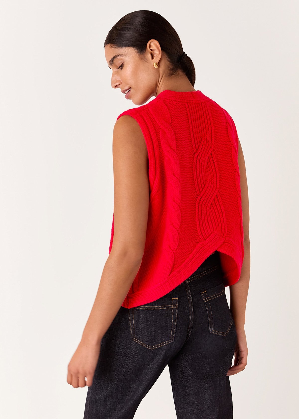 Red Cable Detail Knitted Tank