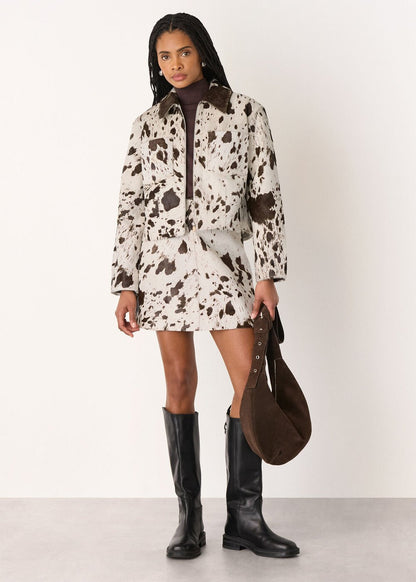 Brown/Multi Cow Print A Line Skirt