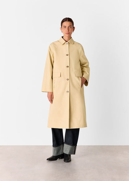 Neutral Car Coat With Pocket Detail