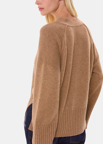 Camel Cashmere Blend Ribbed Cardigan