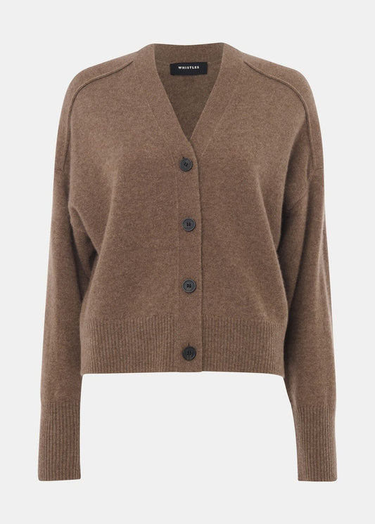 Neutral Cashmere Button Cardigan