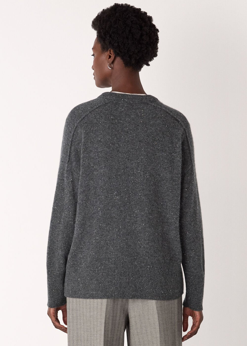 Cashmere Fleck Seam Neck Knit