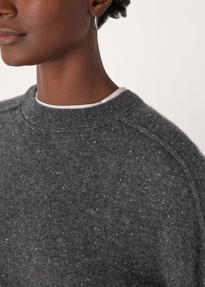 Cashmere Fleck Seam Neck Knit