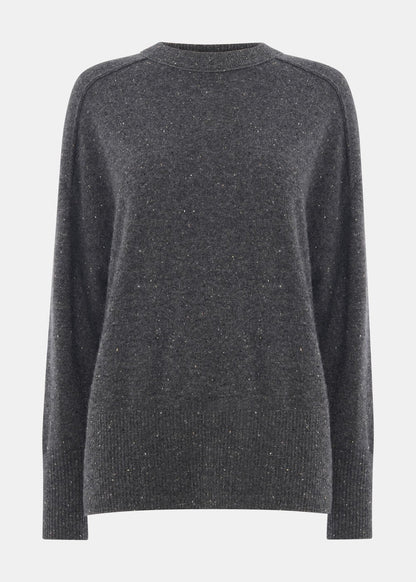 Cashmere Fleck Seam Neck Knit