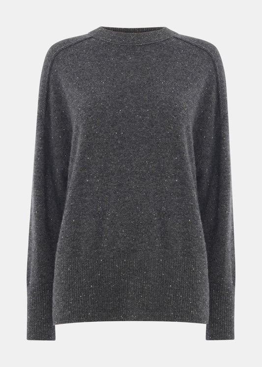 Cashmere Fleck Seam Neck Knit