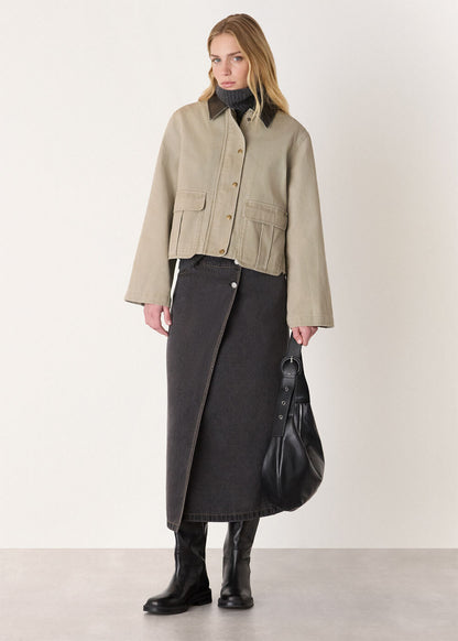 Taupe Casual Contrast Collar Jacket