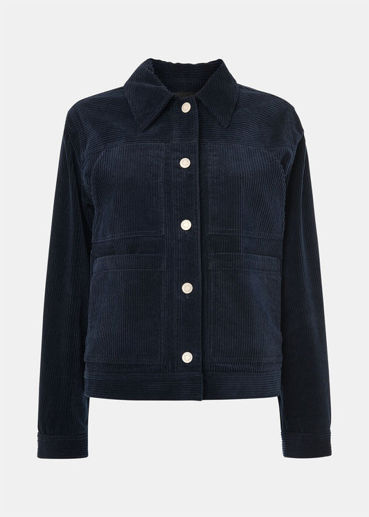 Navy Casual Pocket Cord Jacket