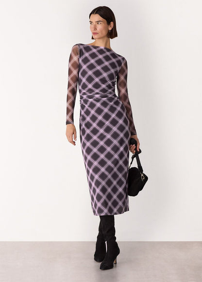 Burgundy/Multi Check Mesh Dress