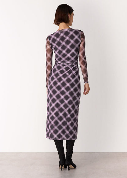 Burgundy/Multi Check Mesh Dress