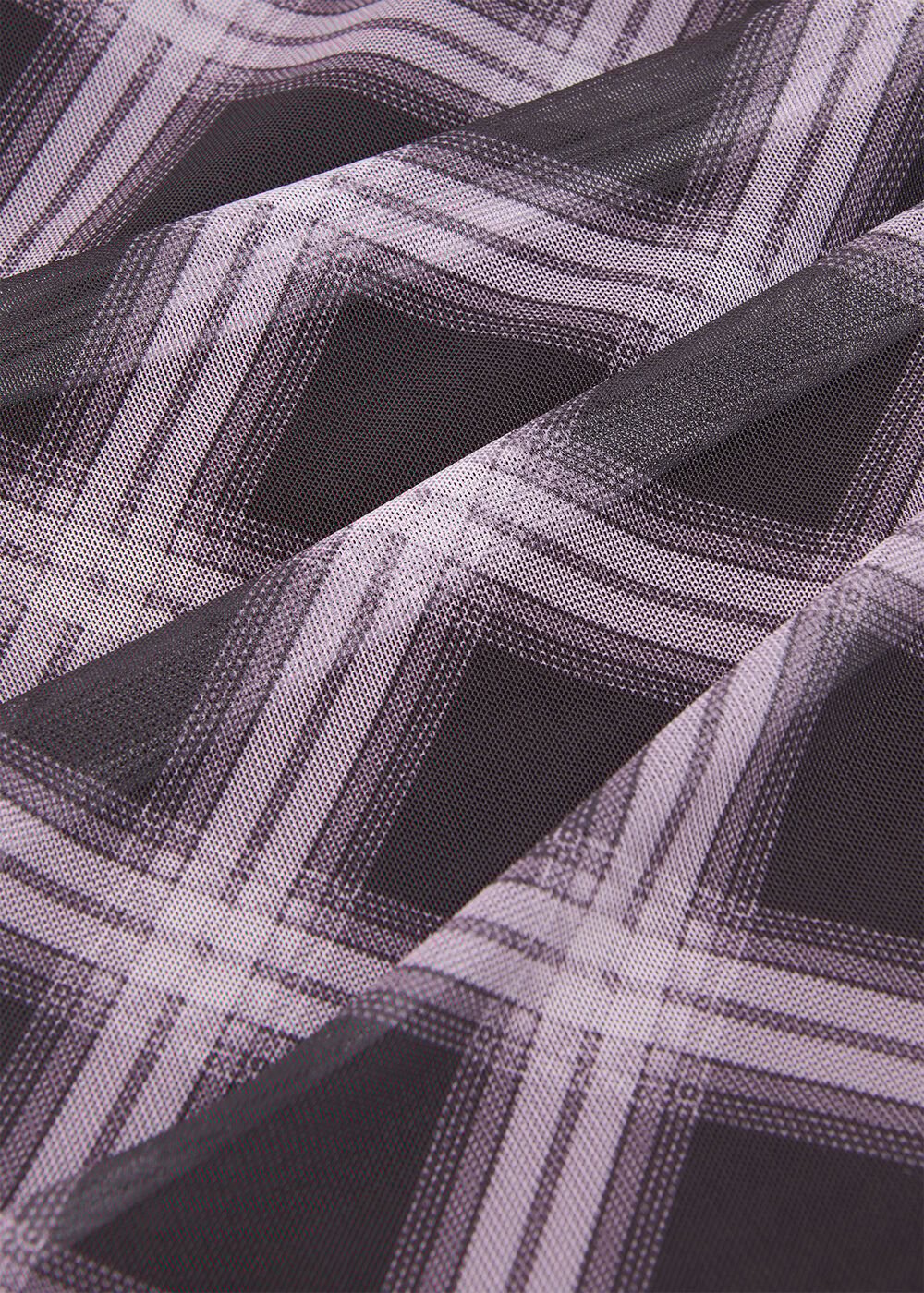 Burgundy/Multi Check Mesh Dress