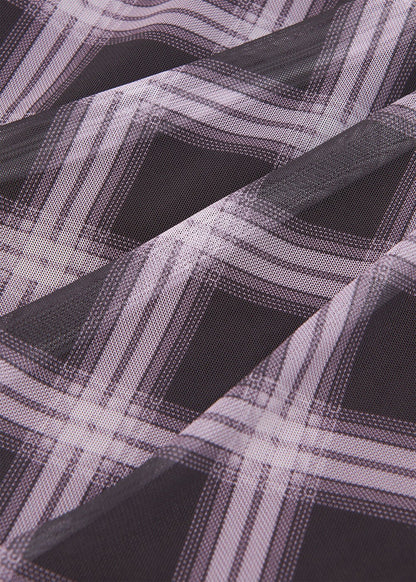 Burgundy/Multi Check Mesh Dress