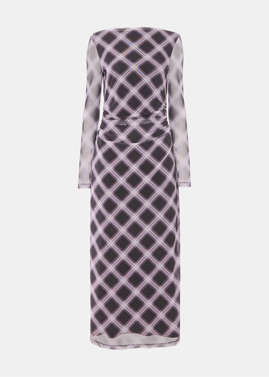 Burgundy/Multi Check Mesh Dress