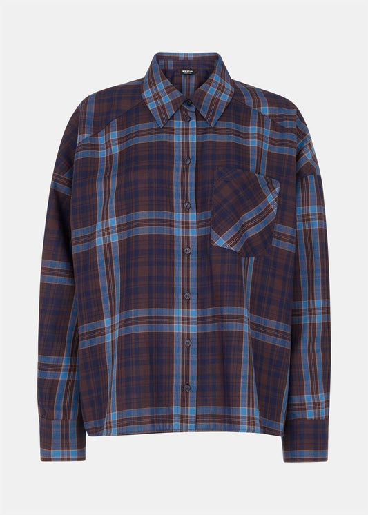 Blue/Multi Checked Brushed Cotton Shirt