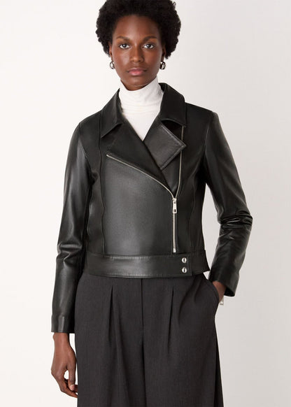 Black Clean Zip Leather Jacket