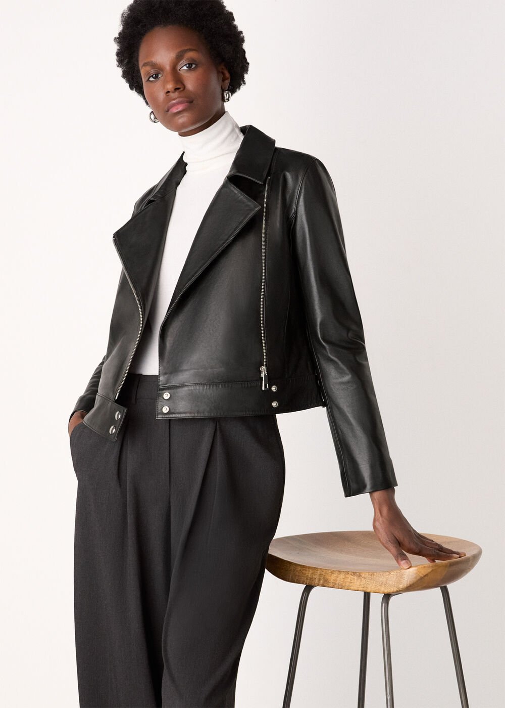 Black Clean Zip Leather Jacket