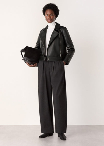 Black Clean Zip Leather Jacket