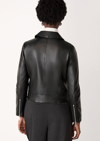 Black Clean Zip Leather Jacket