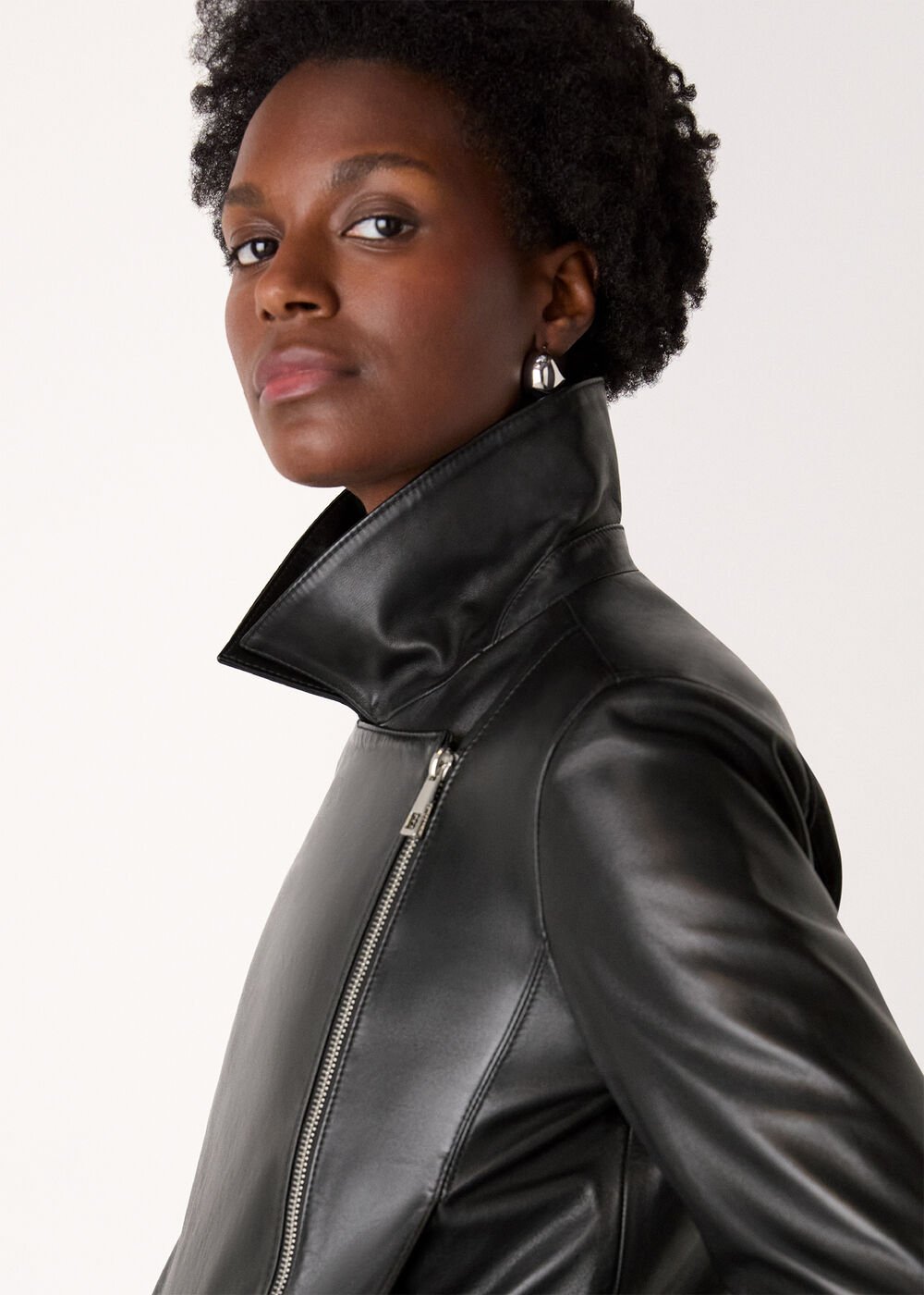 Black Clean Zip Leather Jacket