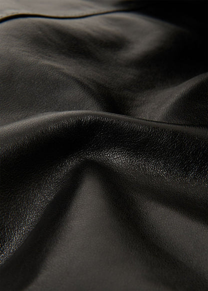 Black Clean Zip Leather Jacket