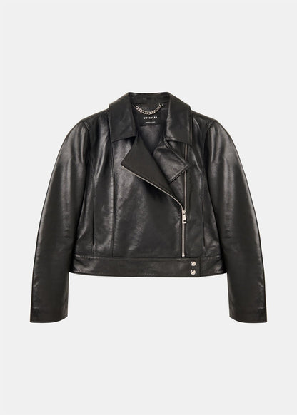 Black Clean Zip Leather Jacket
